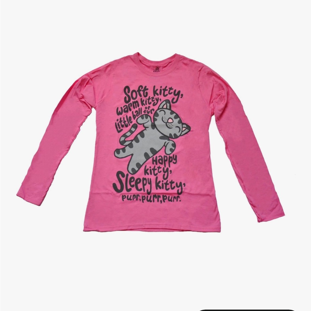 NWOT Ripple Junction Big Bang Theory Pink Long Sleeve Tee with Kitty Graphic S‎